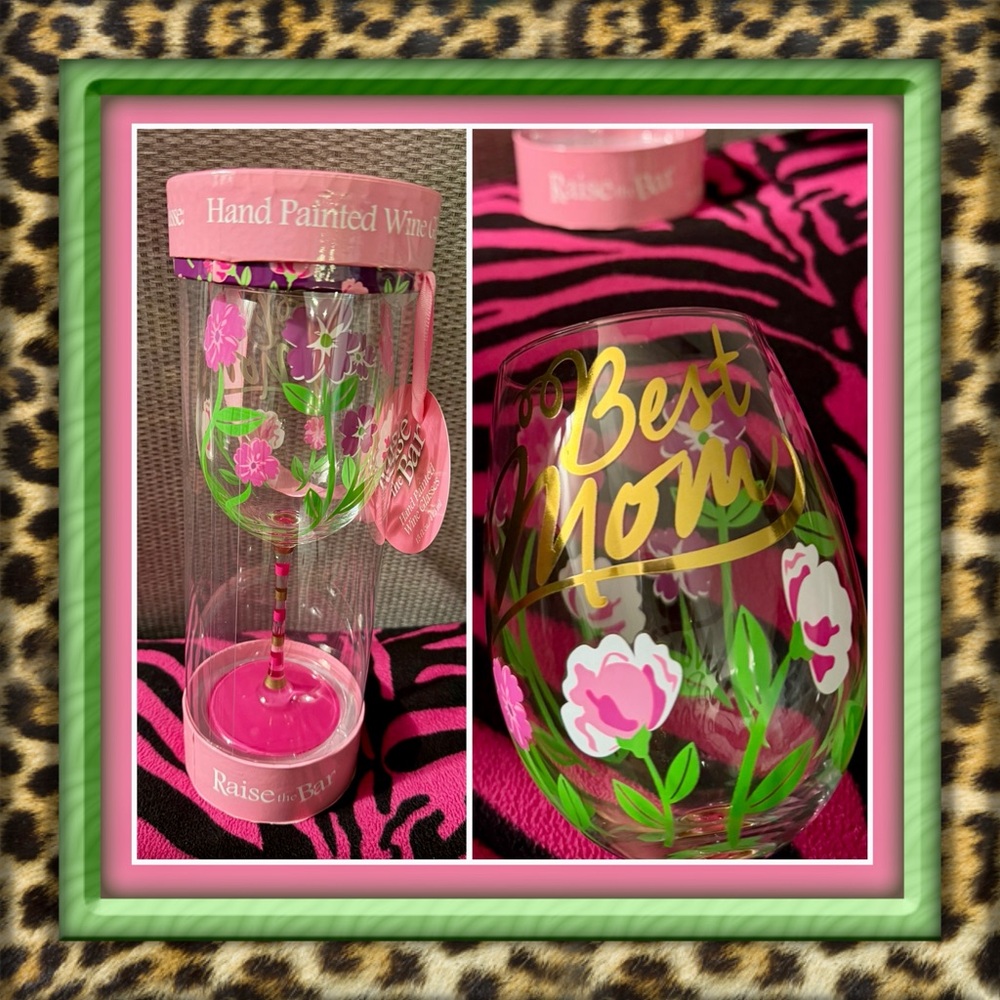 👑✅PRICE FIRM✅ Hand Painted “Best Mom” Large 15oz Wine Glass. Brand New!